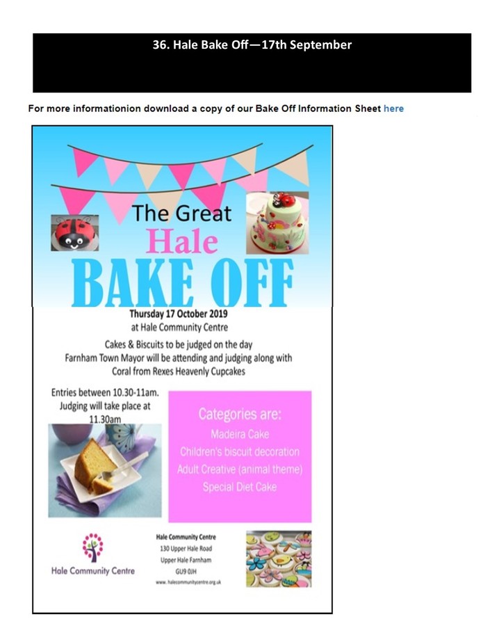 Hale Bake Off - 17th September